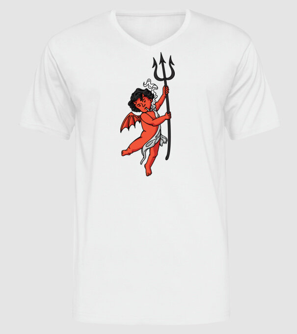 Diavol cu Țigaretă model alb pe tricou
