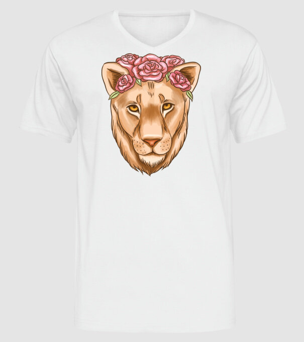 Doamnă leu model alb pe tricou