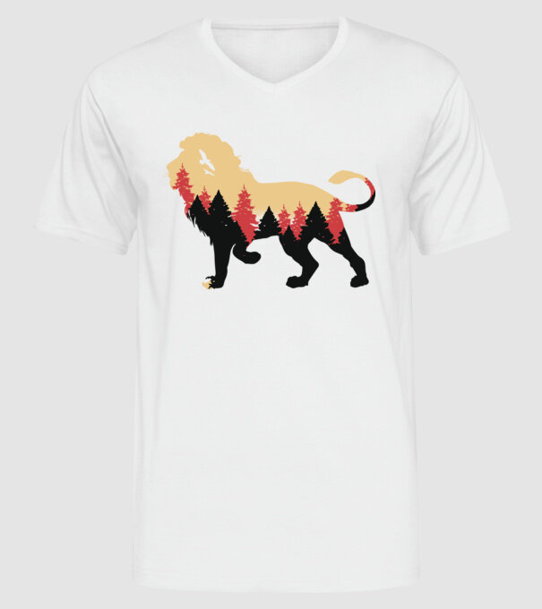 Siluetă Leu model alb pe tricou