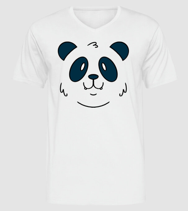 Cap de panda model alb pe tricou