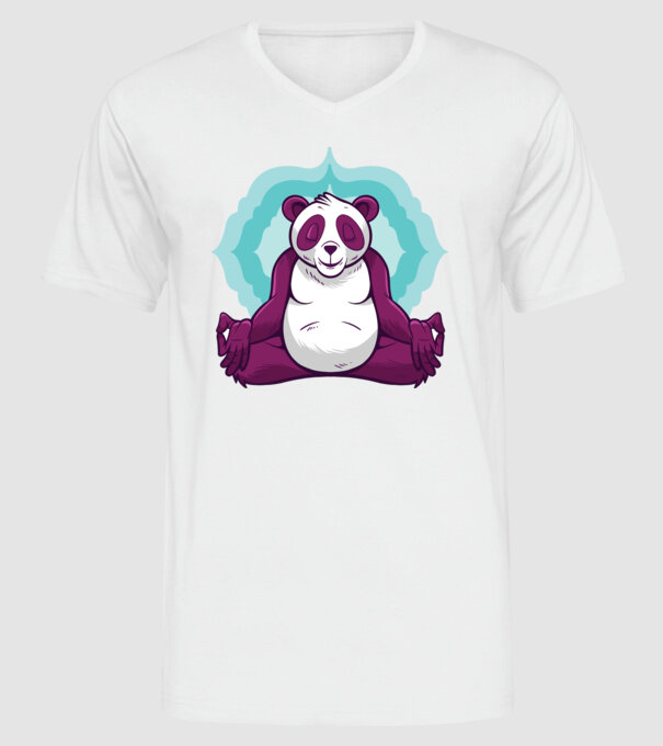 Panda Meditație model alb pe tricou