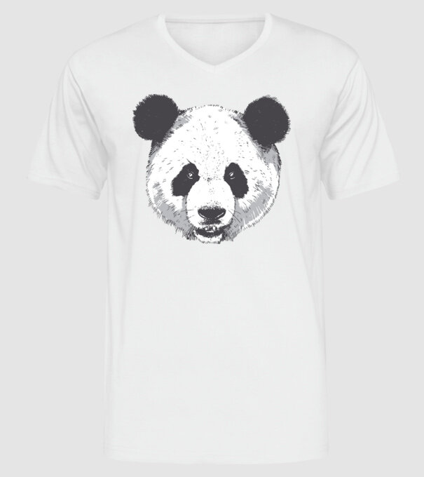 Cap de panda model alb pe tricou