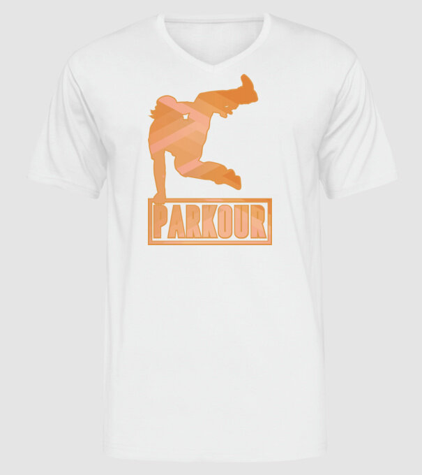 Tricou Parkour cu inscripție model alb pe tricou