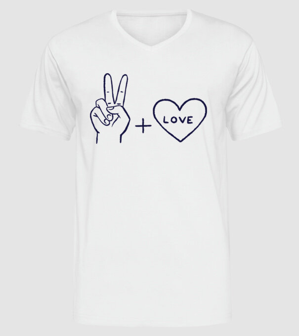 Peace + Love model alb pe tricou