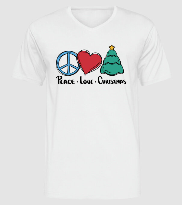 Peace Love Crăciun model alb pe tricou