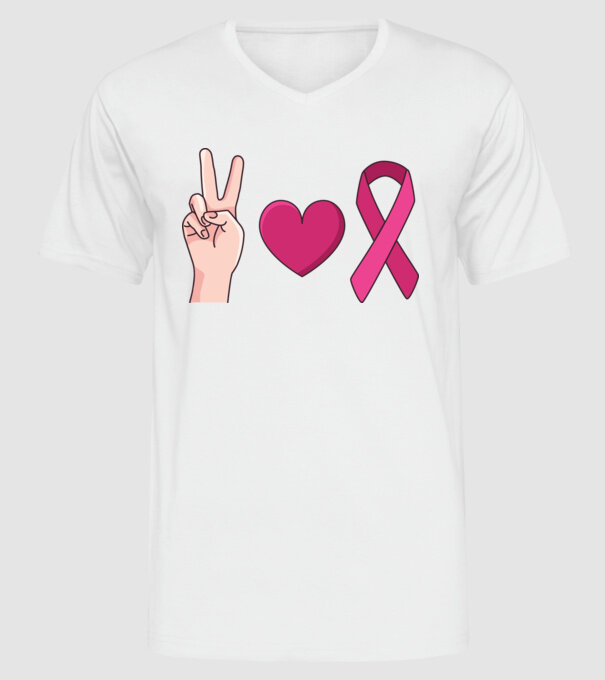 Peace Love lupta împotriva cancerului de sân model alb pe tricou