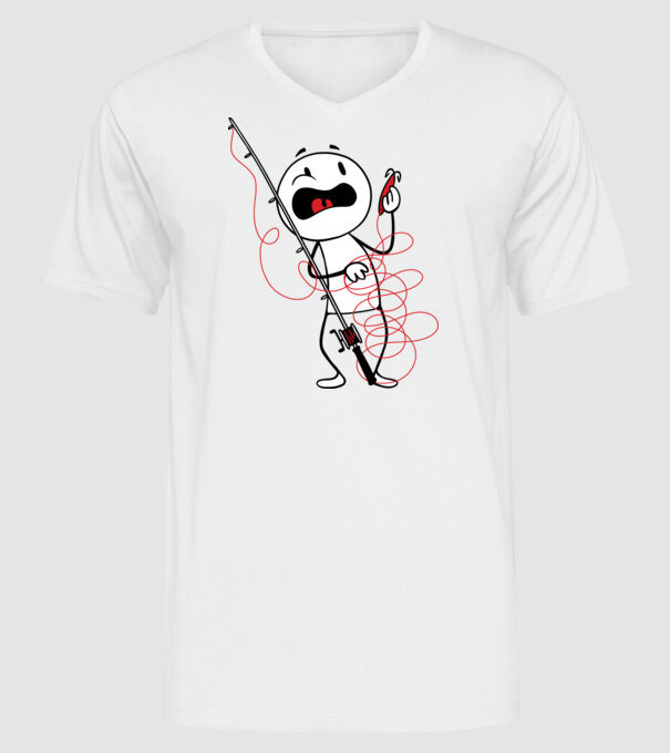 Încurcătură pescar model alb pe tricou