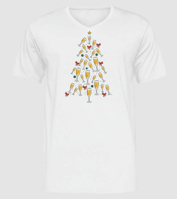 Pom de Crăciun cu Șampanie model alb pe tricou