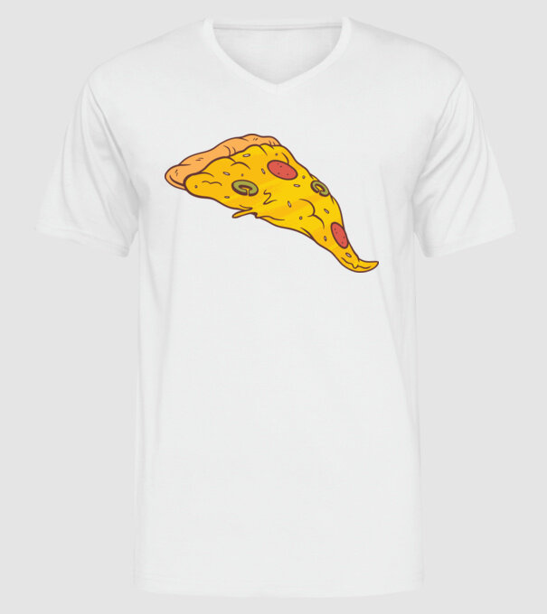 Felie de pizza Cuplu model alb pe tricou