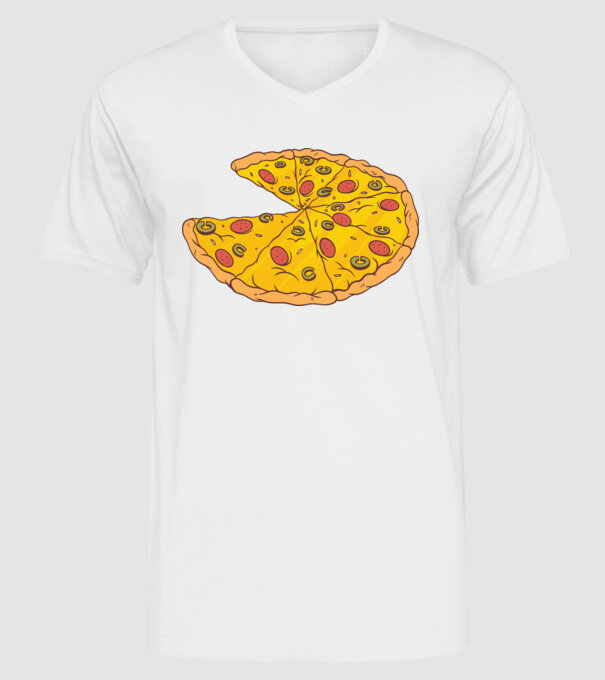 Felii de pizza Cuplu model alb pe tricou