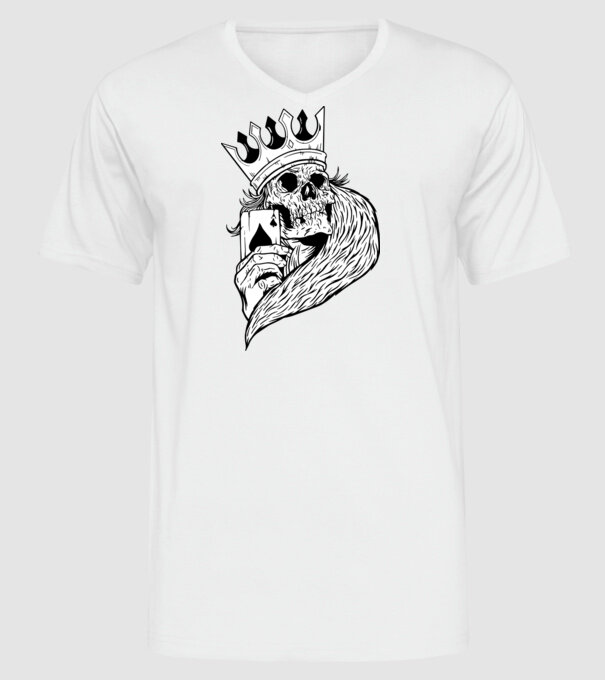 Craniu Poker model alb pe tricou
