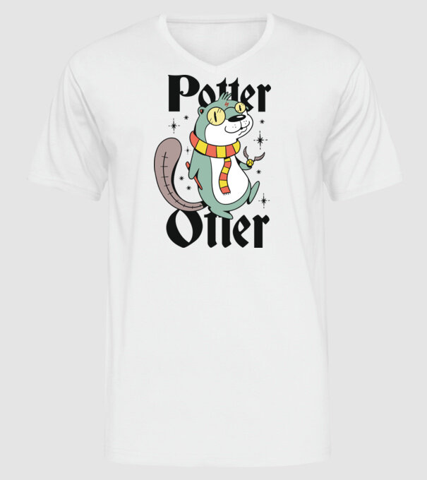 Potter Otter Vidra model alb pe tricou