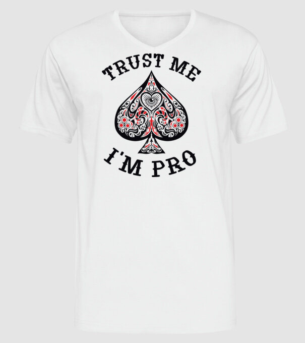 Jucător profesionist de poker model alb pe tricou