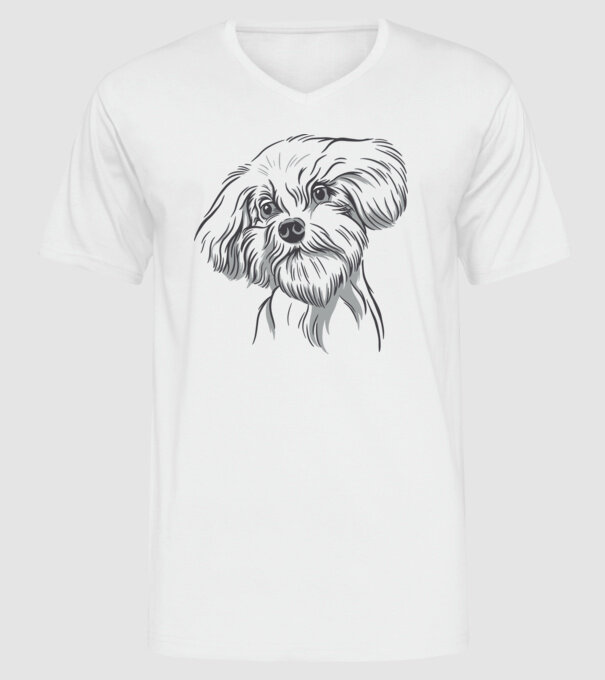 Câine Pudel model alb pe tricou