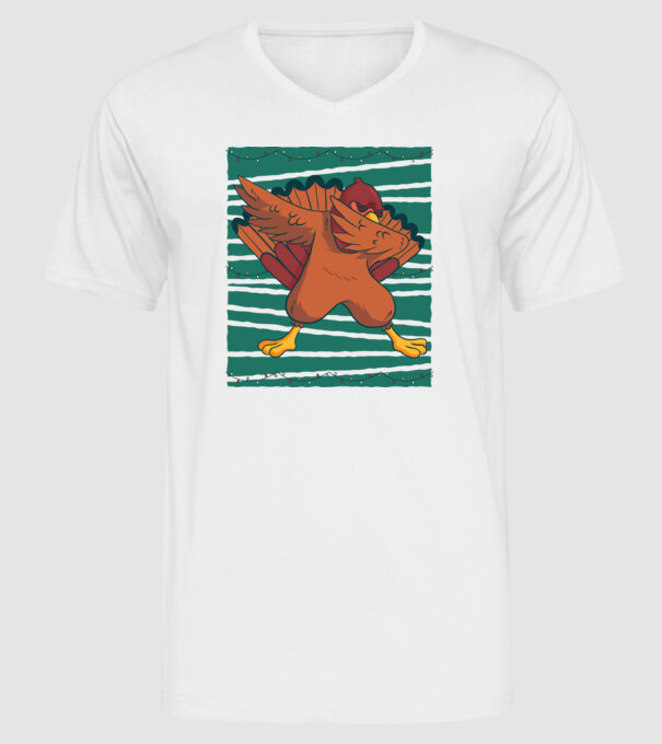 Curcan DAB Ziua Recunoștinței Thanksgiving model alb pe tricou