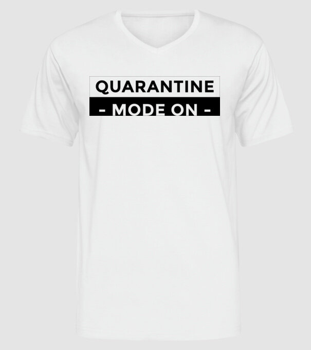Quarantine mode on model alb pe tricou