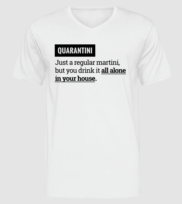 Quarantini - Martini model alb pe tricou
