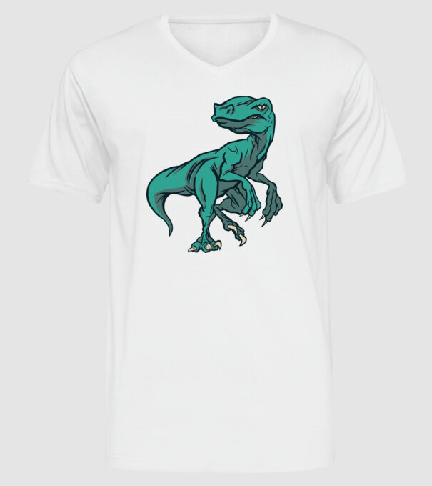 Dinozaur Raptor model alb pe tricou