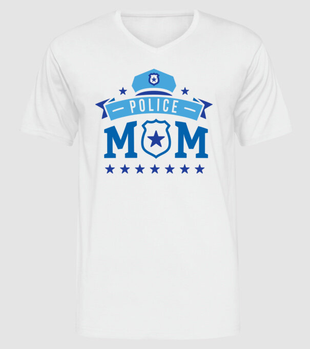 Mamă Polițist model alb pe tricou