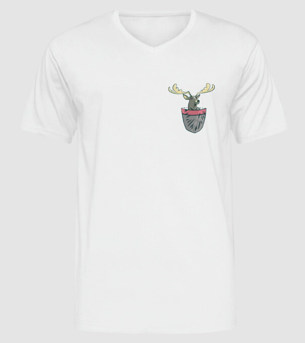 buzunar ren model alb pe tricou