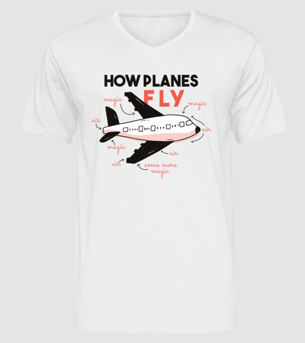 Descriere zbor model alb pe tricou