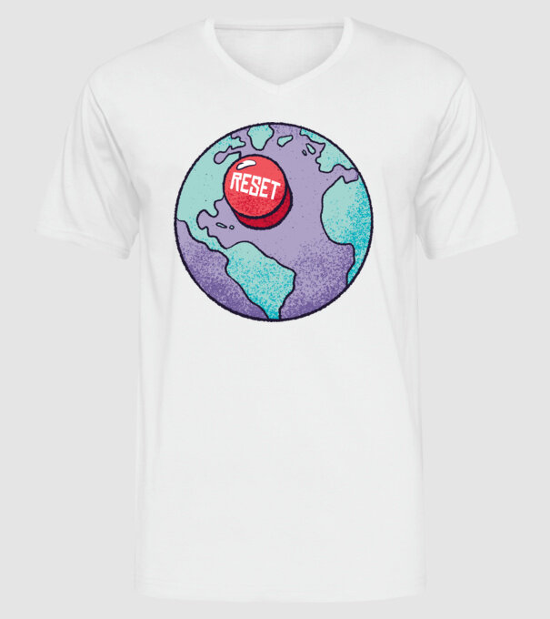 Reset Pământ model alb pe tricou