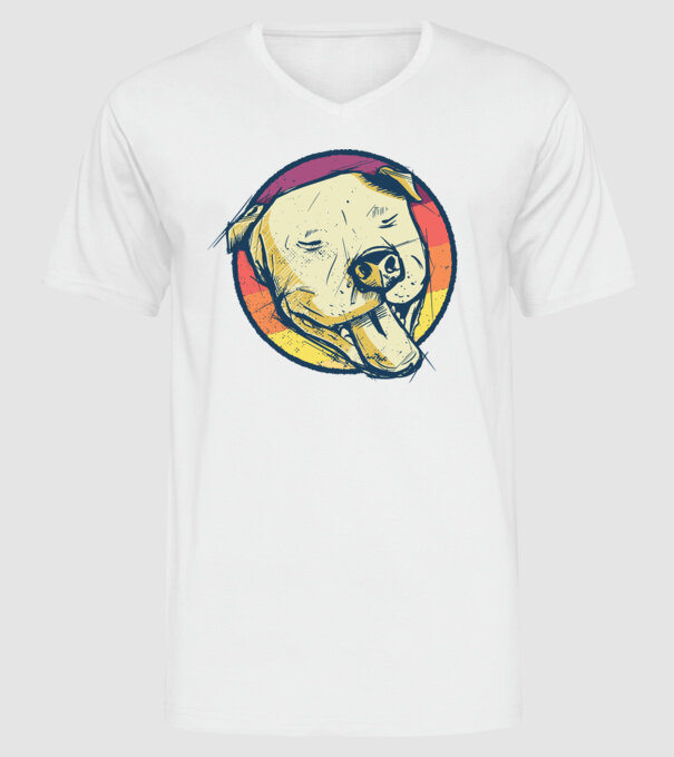 Cap Pitbull retro model alb pe tricou