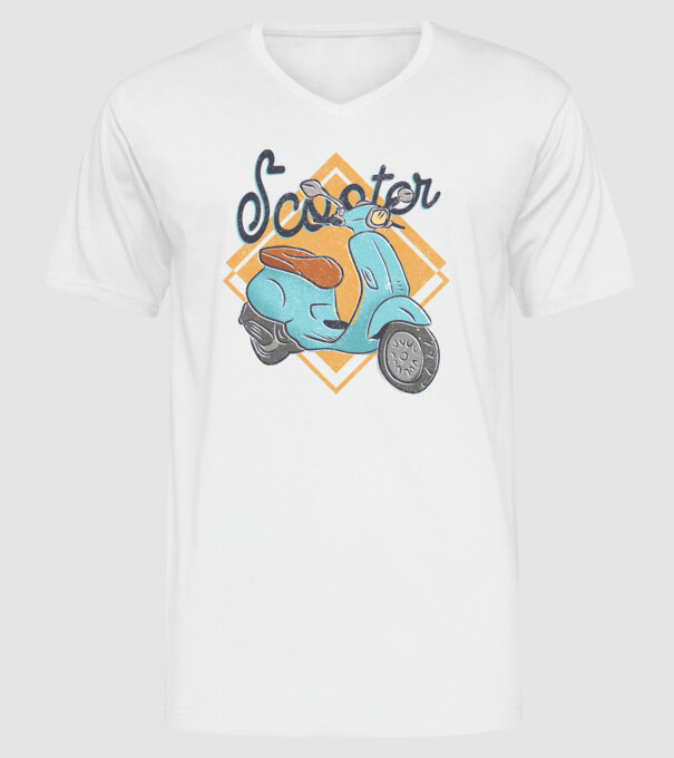 Scooter model alb pe tricou