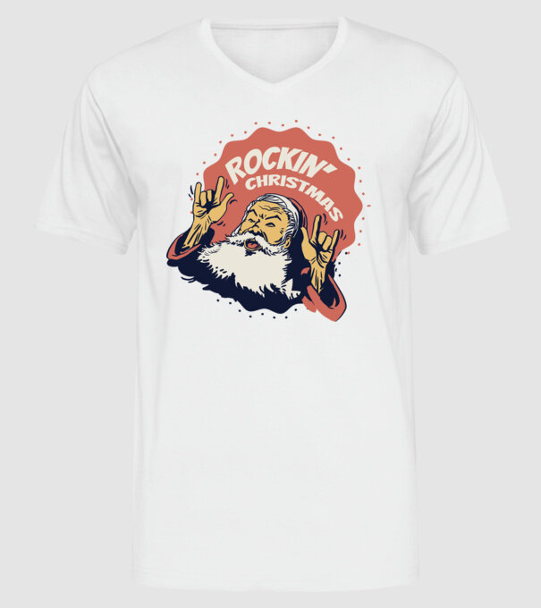 'Rockin'' Christmas Crăciun' model alb pe tricou