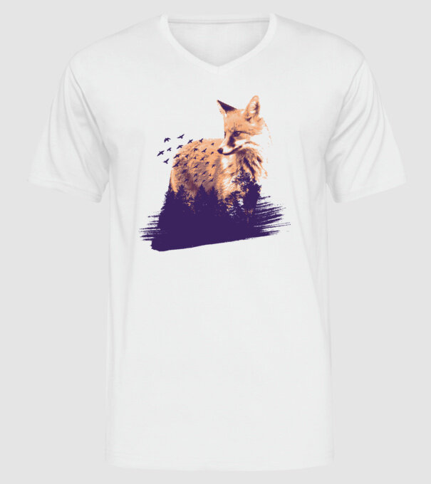 Vulpe Pădure model alb pe tricou