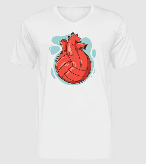 Inimă volei model alb pe tricou