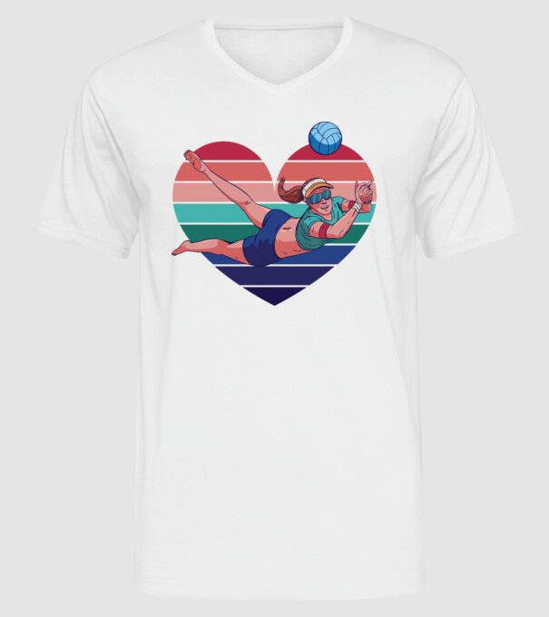 voleibalist retro model alb pe tricou