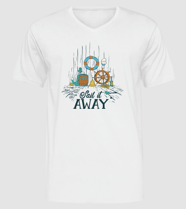 Sail it away model alb pe tricou