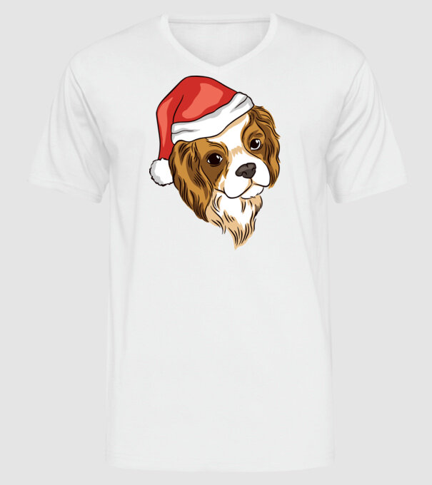 Santa Cocker Spaniel model alb pe tricou