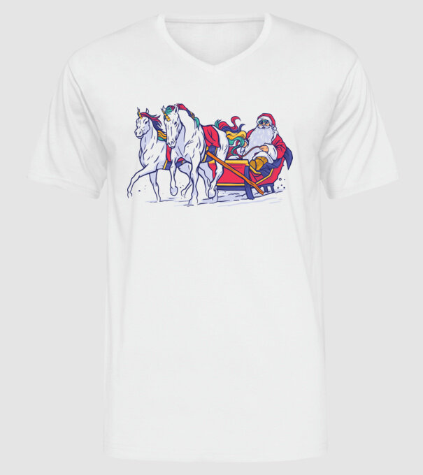 Santa Unicorn Moș Crăciun model alb pe tricou