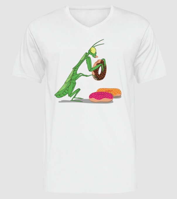 Lăcustă cu gogoașă model alb pe tricou