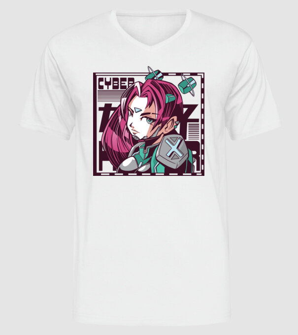 Anime fată Sci-fi model alb pe tricou