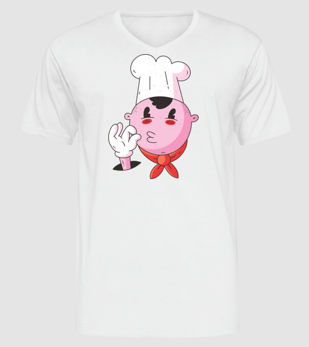Degustare bucătar model alb pe tricou