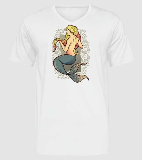 Sirenă model alb pe tricou