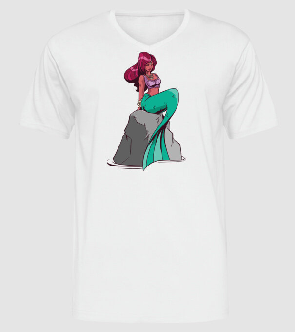 Sirenă model alb pe tricou