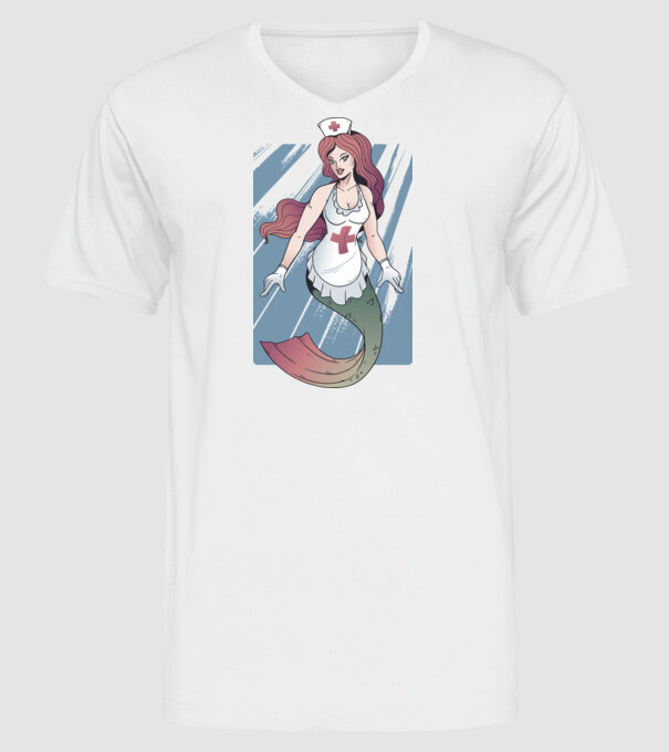Infirmieră sirenă model alb pe tricou