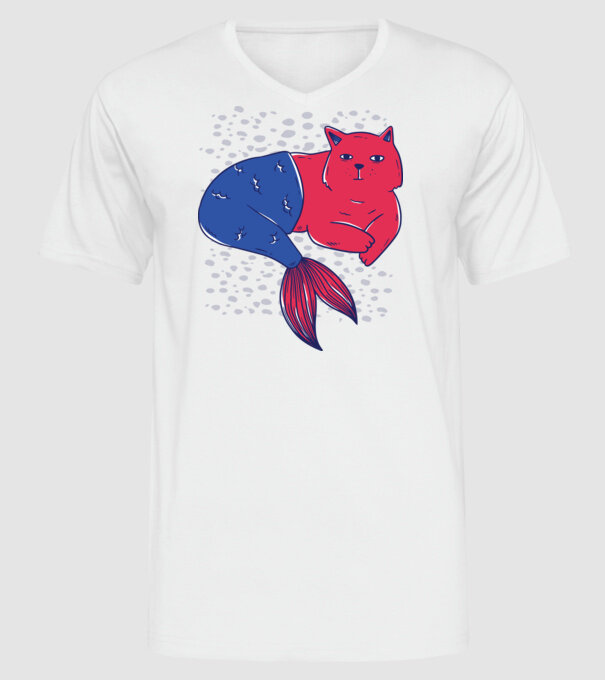 Pisică Sirenă model alb pe tricou
