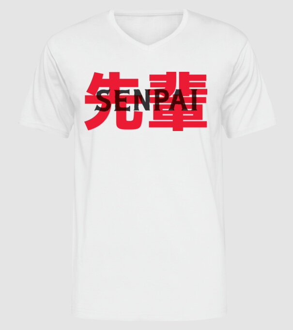 Senpai model alb pe tricou