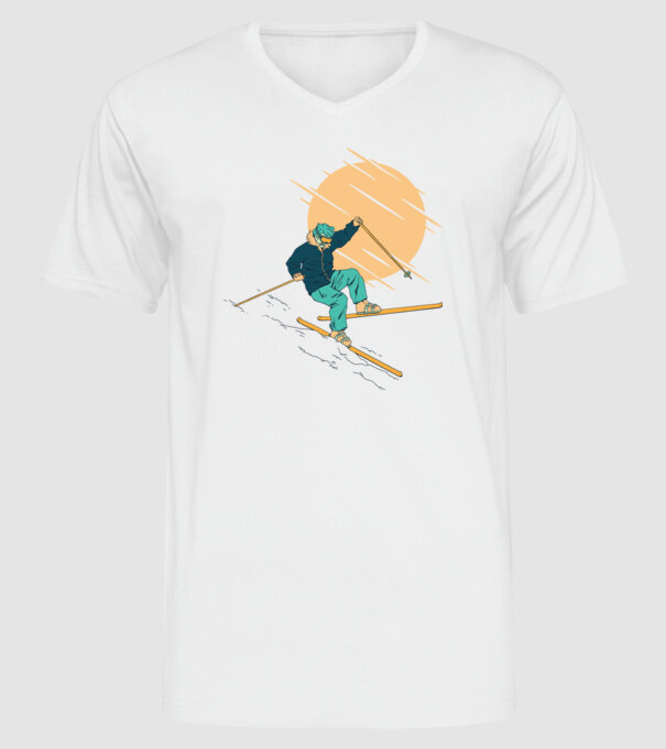 Căzătură schior model alb pe tricou