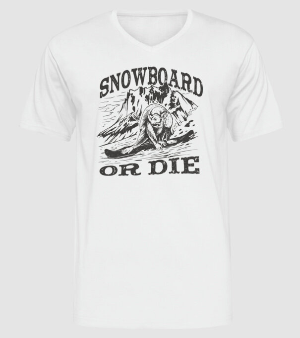 Maimuță Snowboarder model alb pe tricou