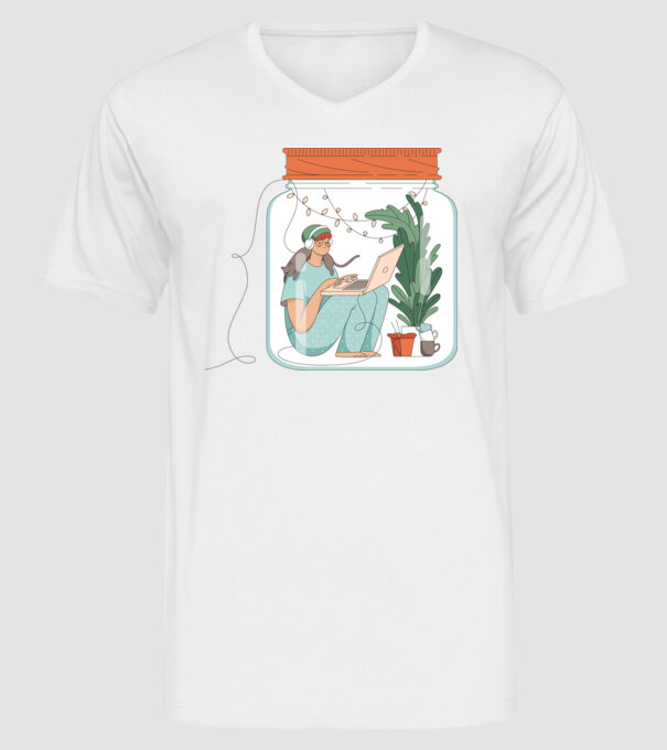 Fată Social Distancing model alb pe tricou
