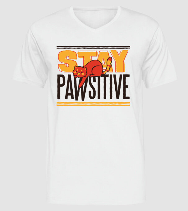 Stay Pawsitive model alb pe tricou