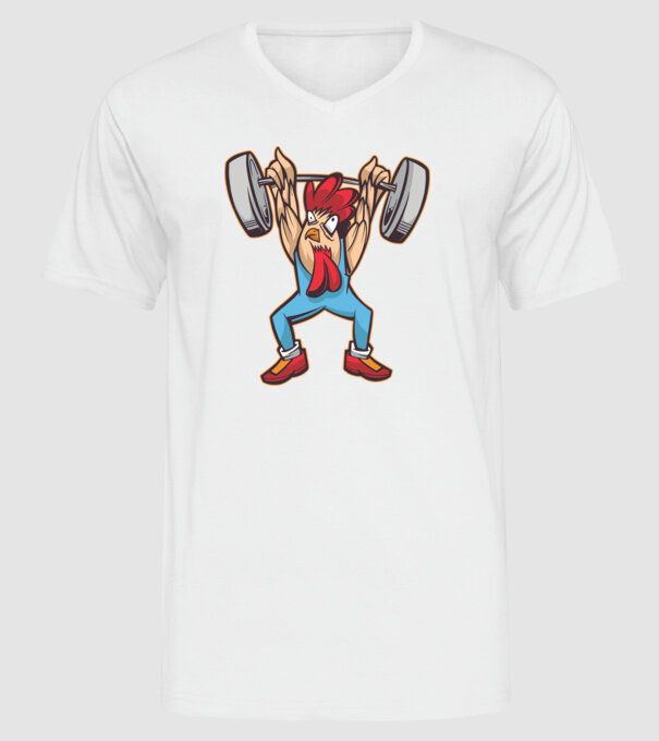 Pui Halterofil model alb pe tricou