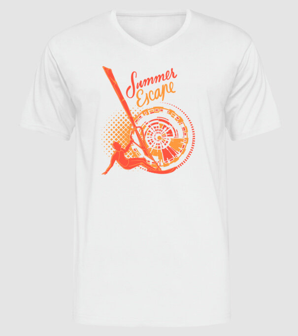 Summer Escape Surf model alb pe tricou