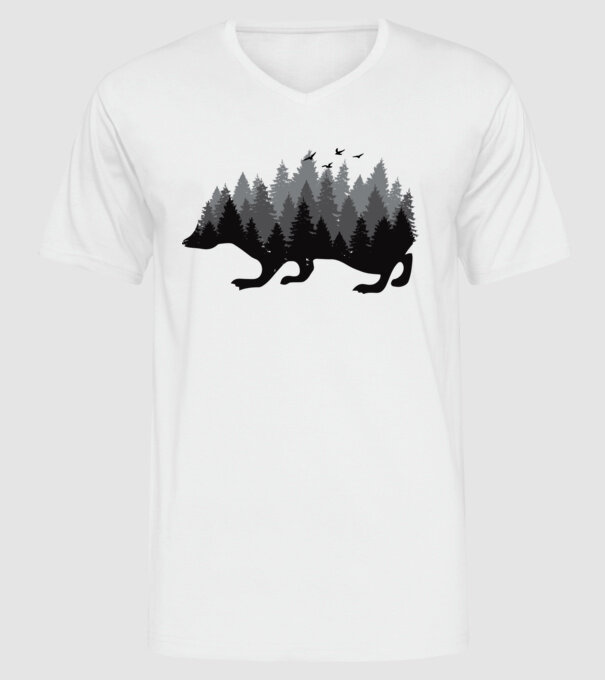 Siluetă Arici model alb pe tricou